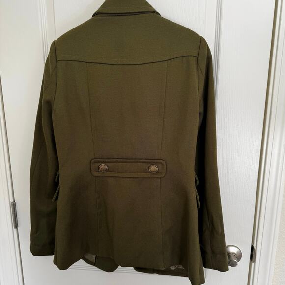 Hazel Army Olive Green Coat Buttons Pockets Double Breasted Women’s M Lined - Picture 4 of 14